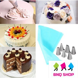 Bộ 6 đui bắt bông kem kèm chốt và túi đựng kem trang trí các loại bánh - GD230-BatKem