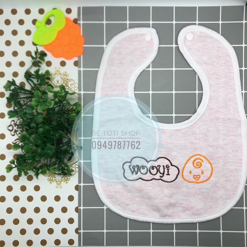 Set 3 chiếc yếm xô sợi tre 4 lớp 2 mặt Wooyi siêu thấm hút cho bé