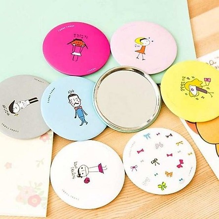 Gương Mini Cầm Tay Happy Smile Dễ Thương, Gương Trang Điểm Cá Nhân Bỏ Túi (Giao Họa Tiết Ngẫu Nhiên)