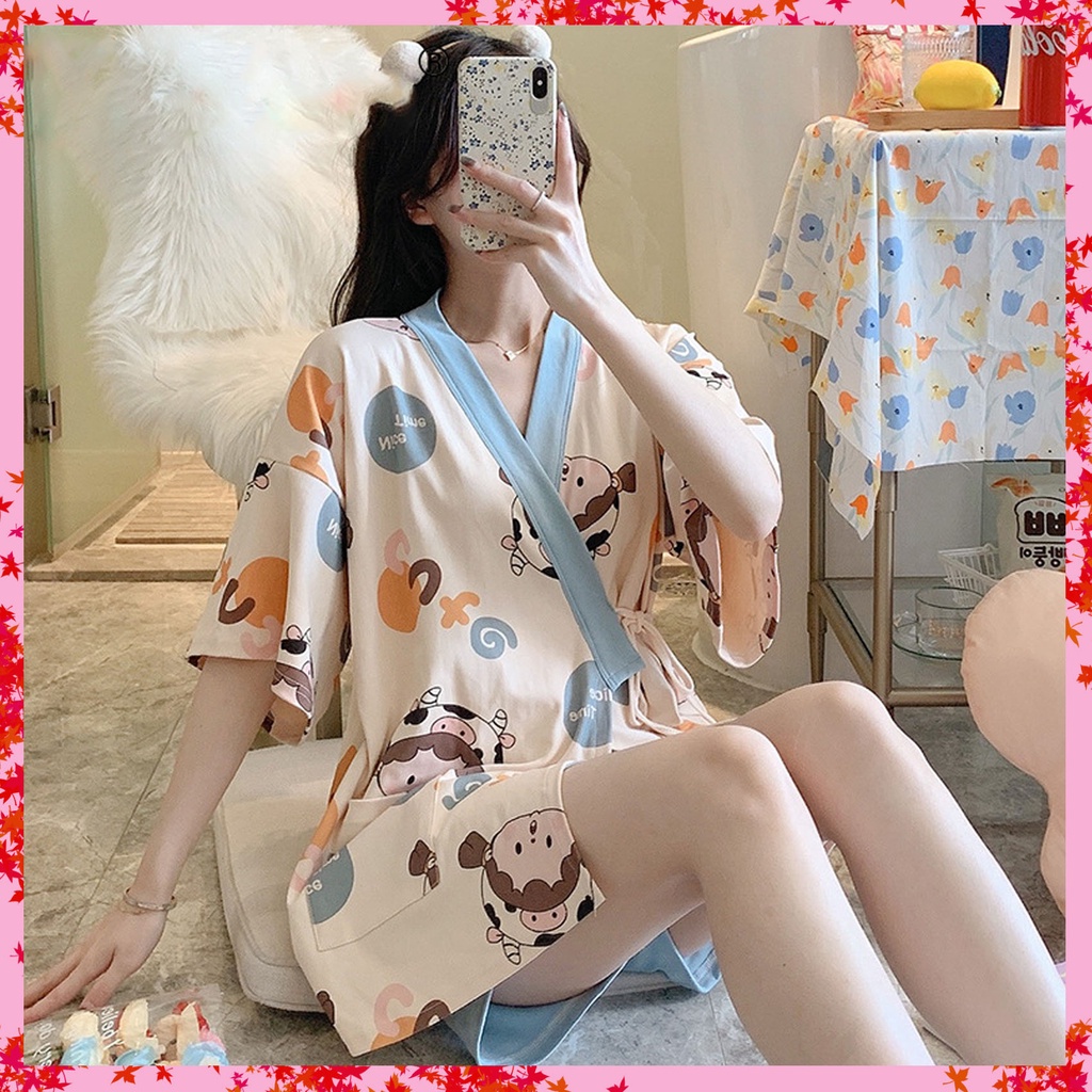 Đồ bộ bầu - sau sinh - Mặc nhà - cotton cao cấp ( Đùi - tà vắt chéo )
