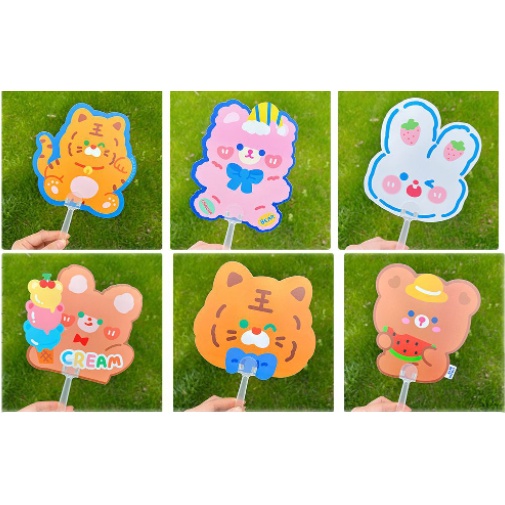 Quạt gấu thỏ hổ động vật Q4 hoạt hình cute dễ thương light stick