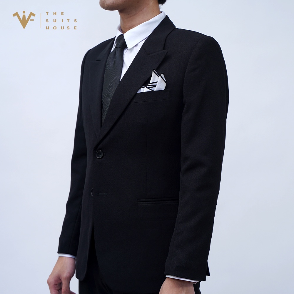 Bộ vest nam áo blazer suits quần tây đen 2 khuy, form ôm, satorial, vải WOOL The Suits House