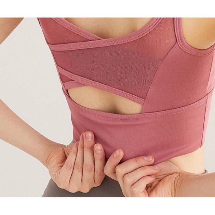 [Hàng Quảng Châu] Áo tập gym, yoga nữ Runing sport AB003 phối lưới áo bra sexy mềm mại khi đi tập Hoashop66