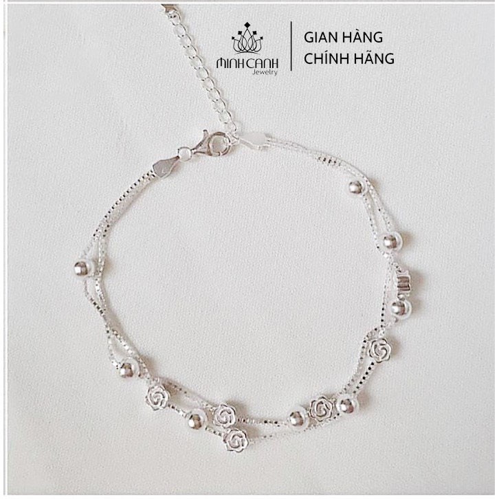 Lắc Tay Bạc 925 Minh Canh Jewelry Hoạ Tiết Hoa Hồng Dây Kép