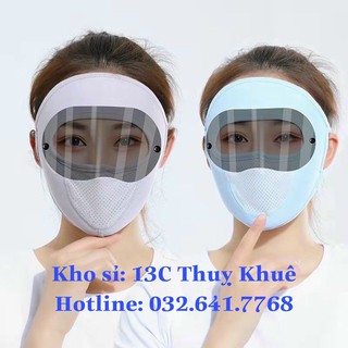 Khẩu trang Ninja che kín mặt chống nắng vải Cotton có KÍNH chống tia cực tím