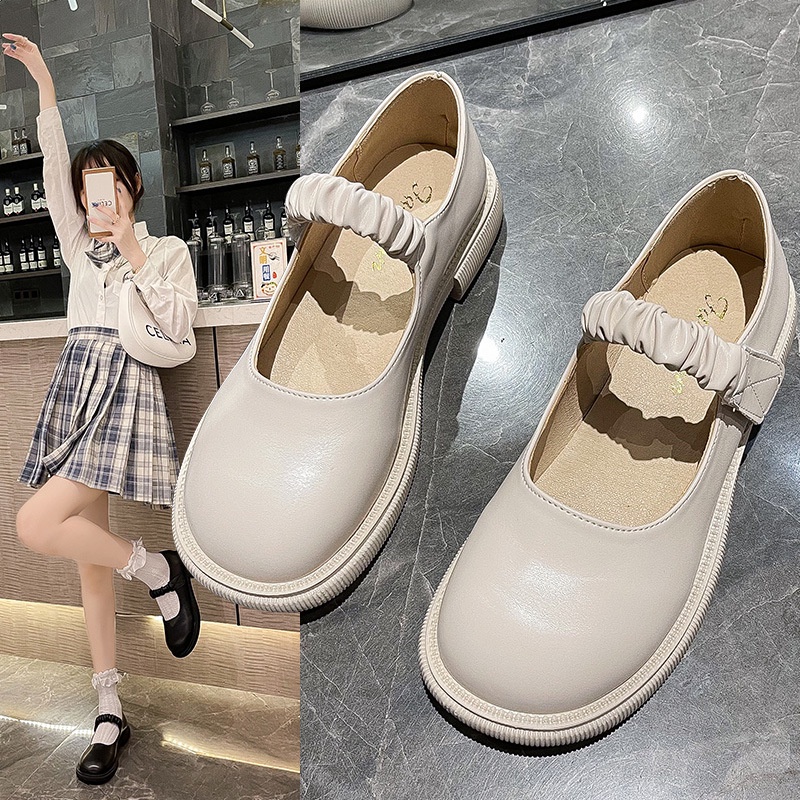 Giày Búp Bê Vintage - Giày Lolita Tiểu Thư Quai Bèo Nhúm Dây Phong Cách Ulzzang Hàn Quốc HQ 220