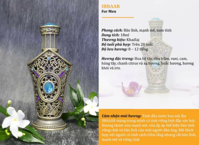 [FREE_SHIP_HOT_MEN]💥💕💥 Tinh dầu nước hoa nội địa dubi IBHAAR | Thế Giới Skin Care