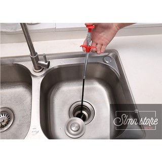 Cây lấy, gắp rác 90 - 160 cm ngăn ngẹt cống lò xo, dụng cụ thông cống móc rác lò xò đa năng. slmn_DayT.cong