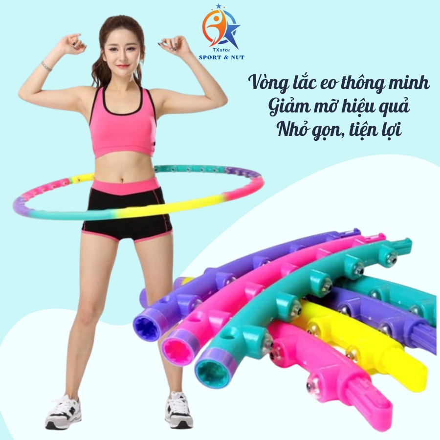 Bộ vòng lắc eo giảm mỡ bụng hoạt tính HULA ghép nối hhỏ gọn tiện ích hiệu quả