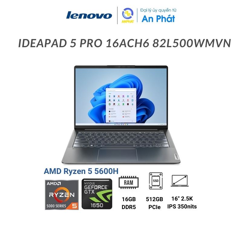 Laptop Lenovo IdeaPad 5 Pro 16ACH6 82L500WMVN (Ryzen 5-5600H |GTX 1650 4GB)