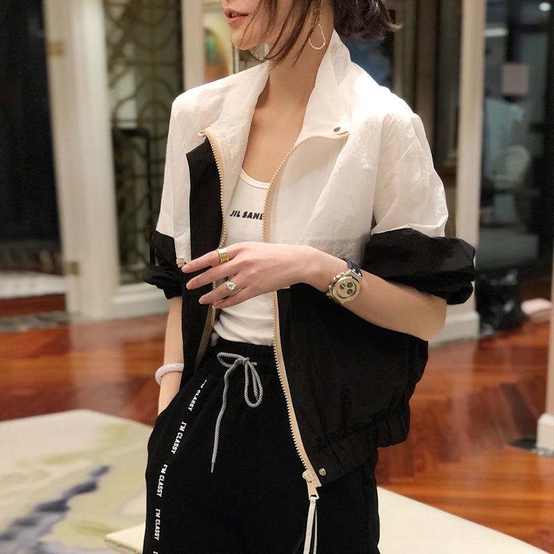 Áo khoác bóng chày cardigan ngắn dáng rộng chống nắng phong cách xuân hè 2022 cho nữ