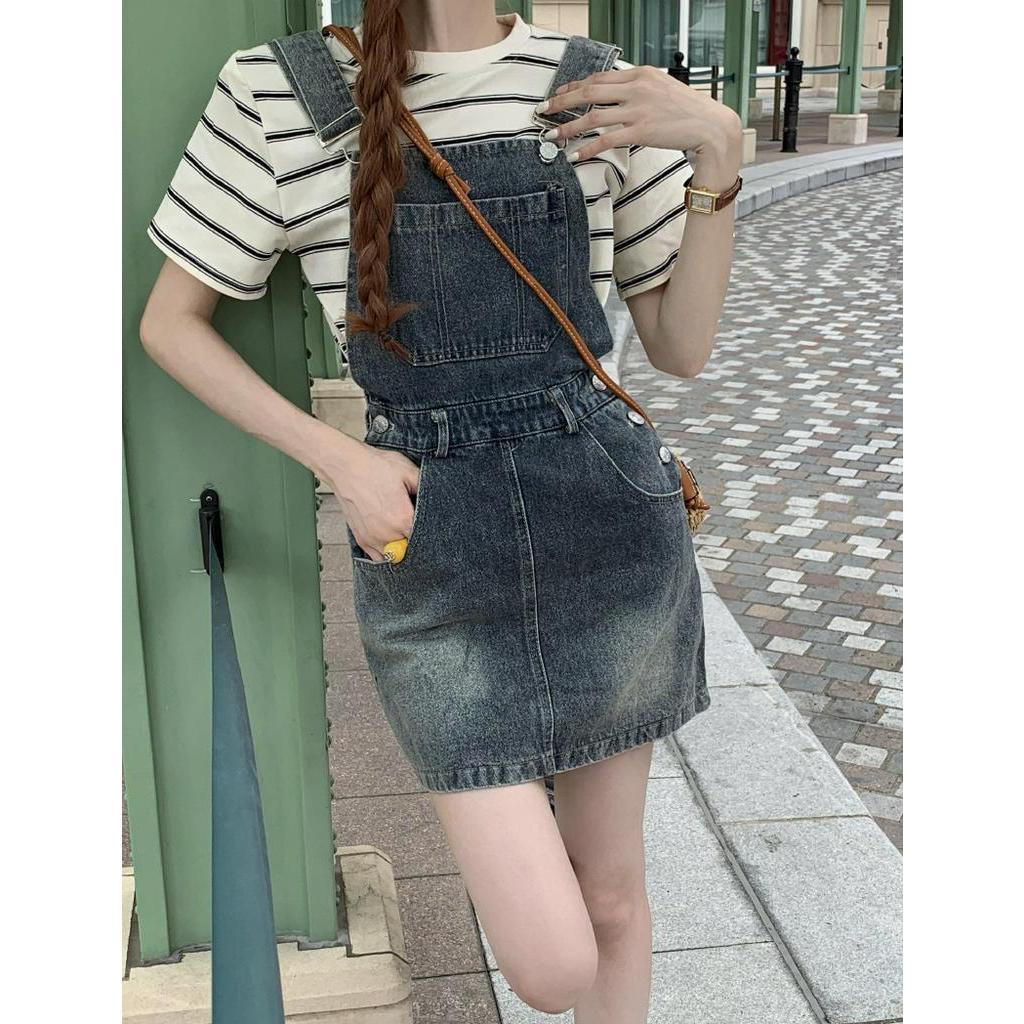 Váy Yếm Denim Thời Trang Mùa Hè Phong Cách Retro Cá Tính 63954