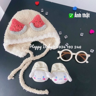 Set 3 món (mũ len, tất, mắt kính) dễ thương cho bé trai, bé gái