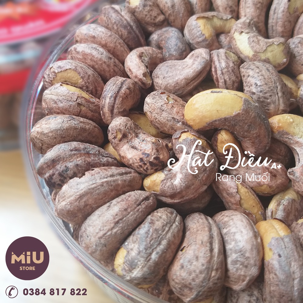 Hạt Điều A+ Rang Muối (nguyên hạt, còn vỏ lụa)