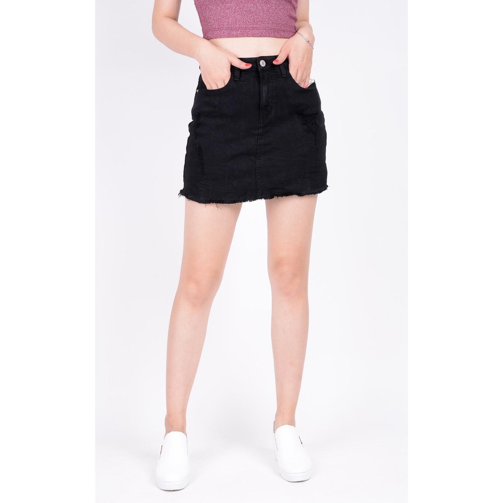 Chân váy jean nữ có quần bên trong đẹp lưng cao cạp cao đen trắng rách gấu tua rua hàng hiệu cao cấp mã 406 VANIZEN | BigBuy360 - bigbuy360.vn