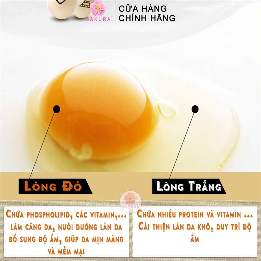 Mặt nạ trắng da trứng gà BIOAQUA Mask cấp ẩm dưỡng da bổ sung collagen chống lão hoá se khít lỗ chân lông SAKURA 30g