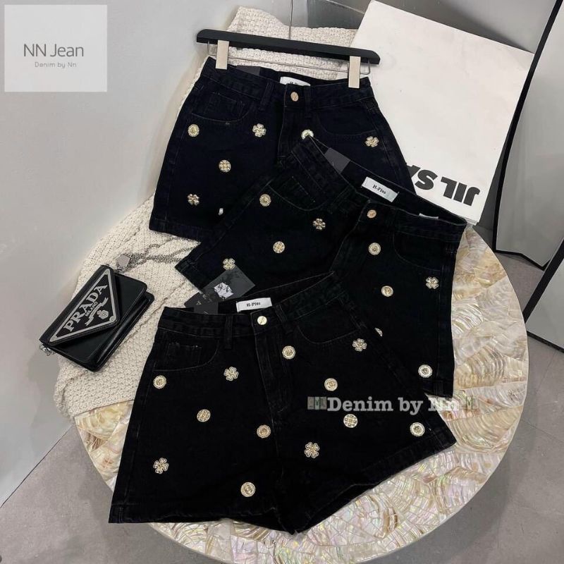 Quần sooc jean khuy hoa hàng QCL1