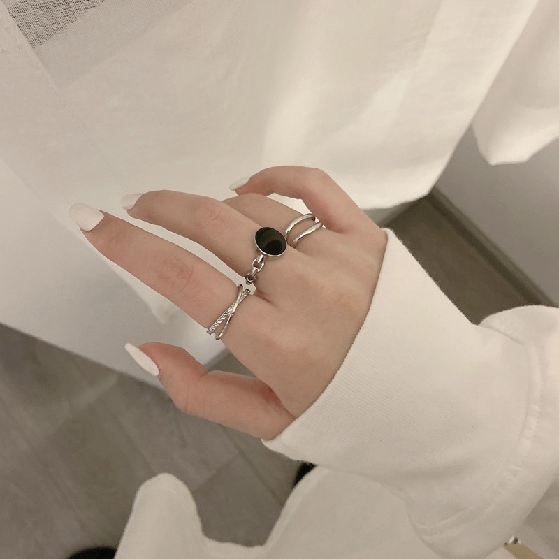 Nhẫn Kim Loại Hình Thánh Giá Đơn Giản Phong Cách Hàn Quốc Cho Cặp Đôi
