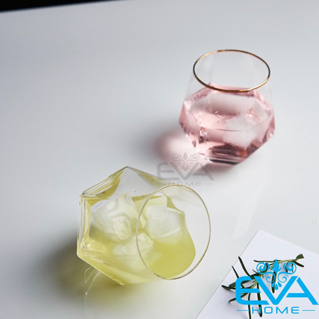 Ly Thuỷ Tinh Kim Cương Lục Giác Chịu Nhiệt Deli 320ML Diamond Shape Wiskey Glass Mugs Deli ES5361-2