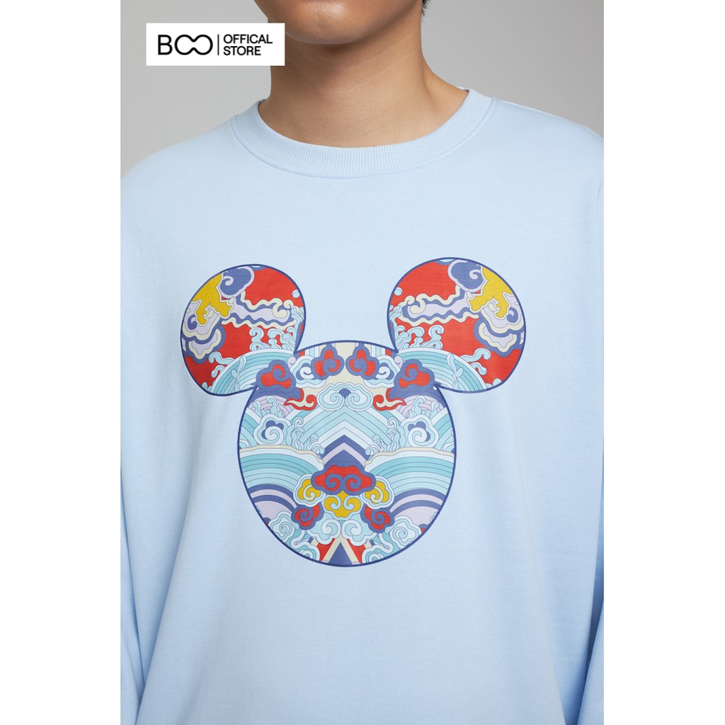 Áo nỉ không mũ Unisex BOO dáng loose in Mickey