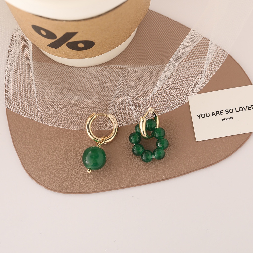 Khuyên tai tròn không đối xứng thời trang phong cách retro cá tính