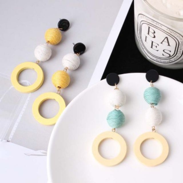 Khuyên tai hạt tròn màu sắc cá tính thích hợp đi chơi,đi biển#Marie