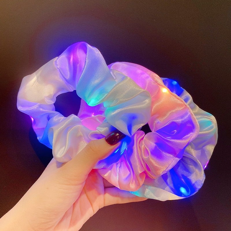Cột Tóc Vải Scrunchies LED Galaxy Phong Cách Đường Phố Nhiều Mẫu