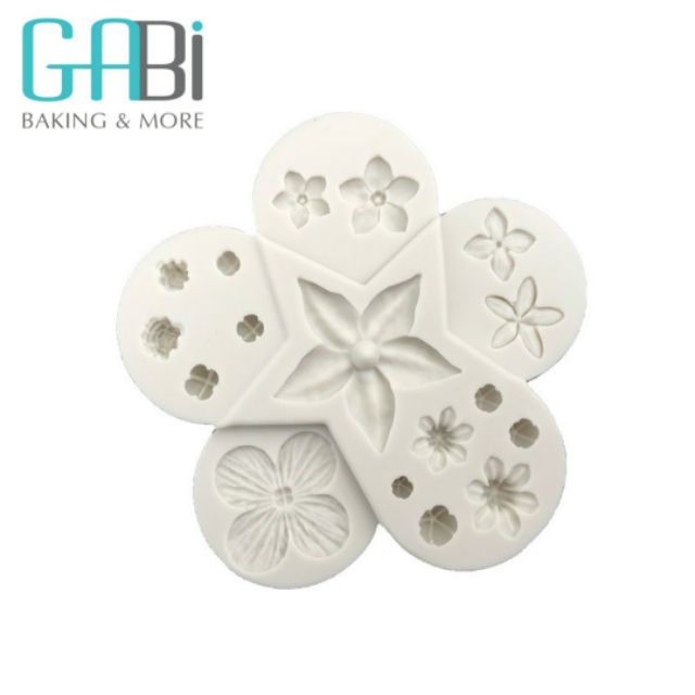 Khuôn fondant silicon mix 6 loại hoa