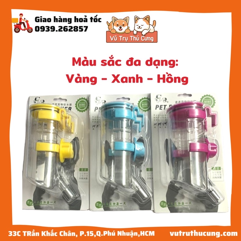 (Loại xịn) Bình uống nước gắn chuồng Chó Mèo tự động, bình đựng nước cho thú cưng