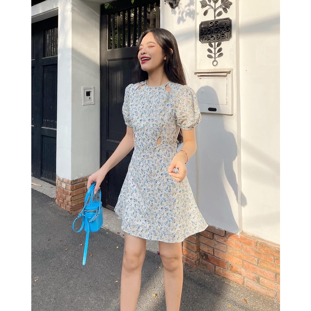 Đầm Váy Nữ Dáng Chữ A OLARI Cut Out Ngang Eo OL11