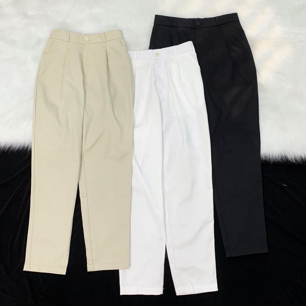 Quần Baggy kaki Nam Nữ Unisex ống suông - quần tây vải kaki eo cạp chun co giãn thời trang phong cách Hàn