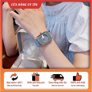 Đồng Hồ Nữ đẹp GUOU đẹp mặt vuông 32mm dây cao su thời trang freeship