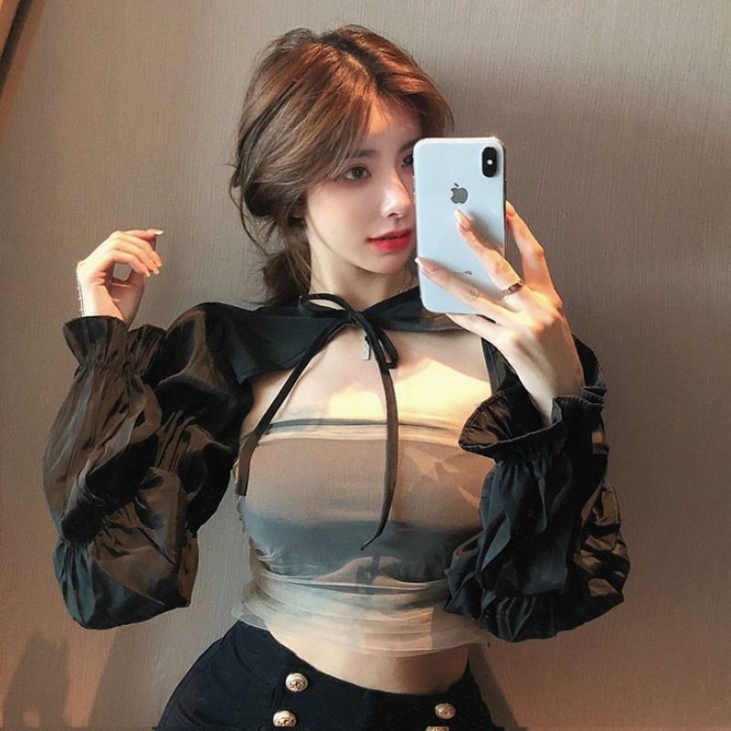 🌈🌈ÁO CROPTOP PHỐI LƯỚI KÈM KHOÁC♥️