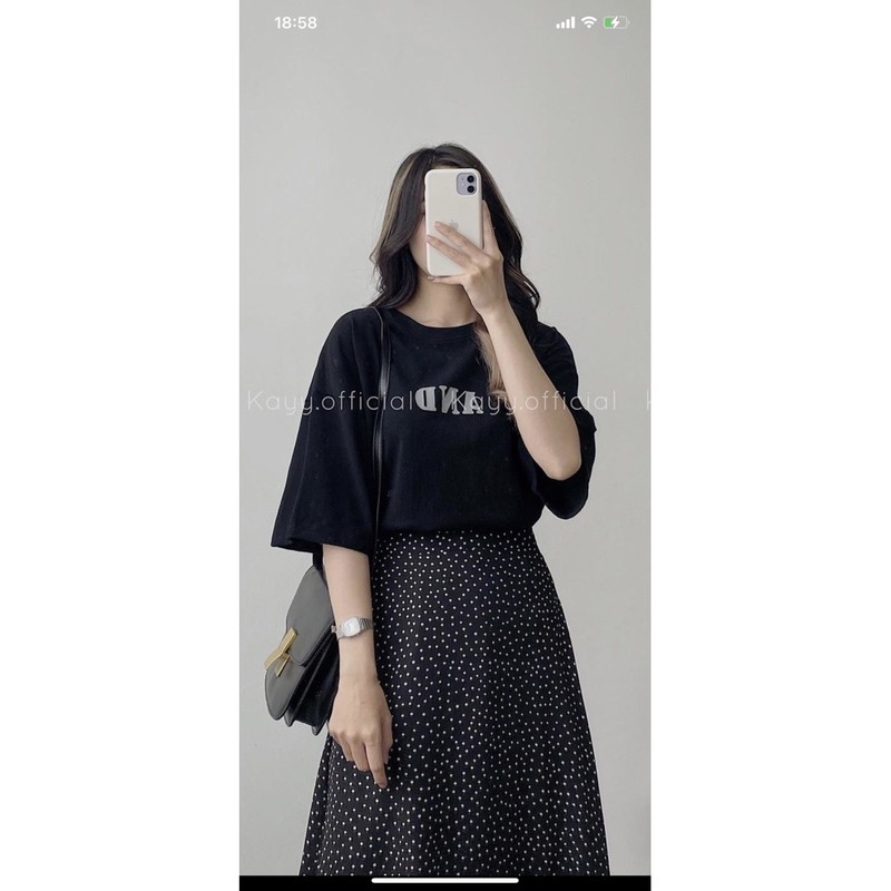 Chân váy chấm bi dáng suông 2 lớp
