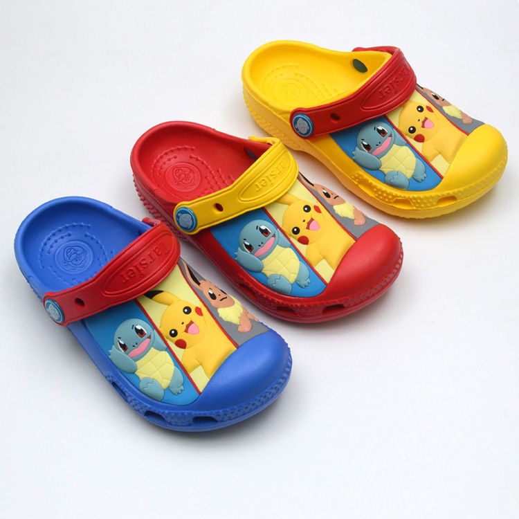 Dép Crocs Đi Biển Đế Mềm Chất Lượng Cao Chống Trượt In Hình Pokemon Pikachu Dễ Thương Cho Bé