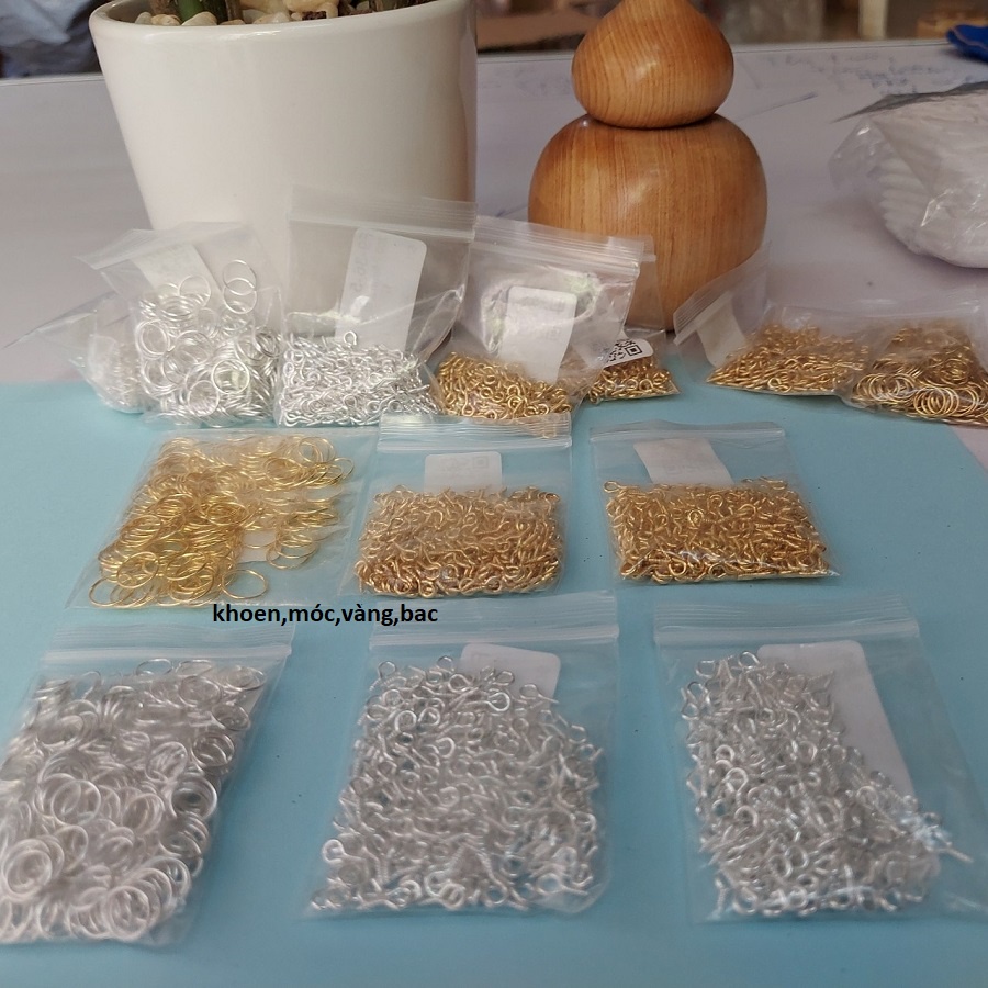 Khoen Tròn Vàng Bạc 1mm Làm Móc Khóa,Trang Sức,Trang Trí Handmade