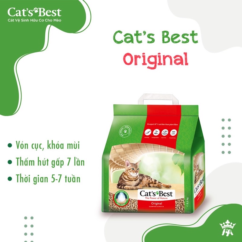 4.3kg - Cát vệ sinh hữu cơ cho mèo Cat's Best Original 10L, cát gỗ vệ sinh dành cho mèo, Kitty Pet Shop Bmt