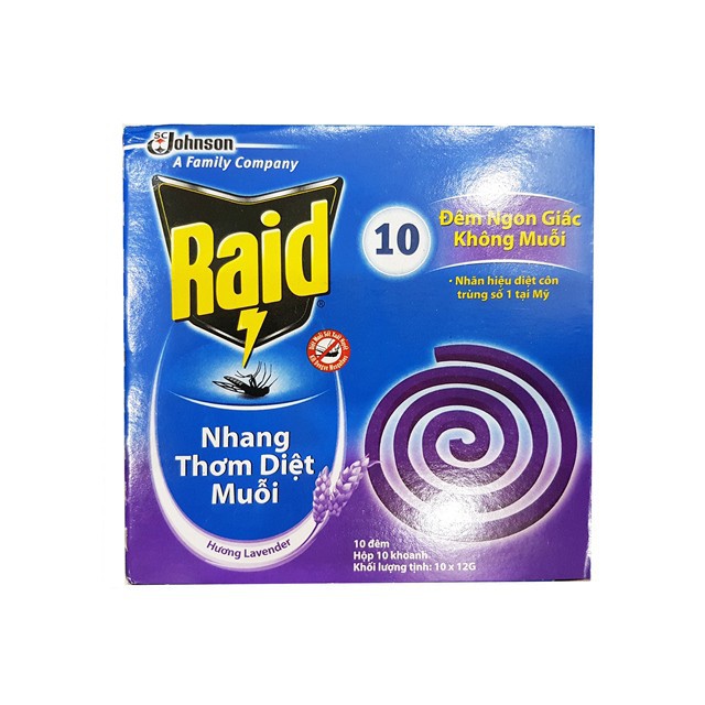 Nhang muỗi Raid hương Lavender (10 khoanh)