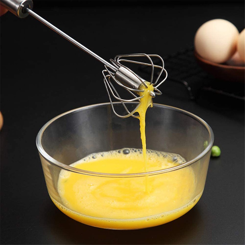 New Stainless Steel Semi-Automatic Hand-Held Press Type Rotary Eggbeater Household Manual Eggbeater Cream Mixer Bar