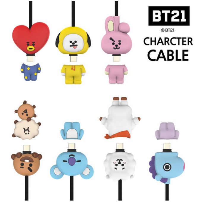 Dây cáp sạc nhanh USB loại C hình nhân vật BT21 3D cho Galaxy