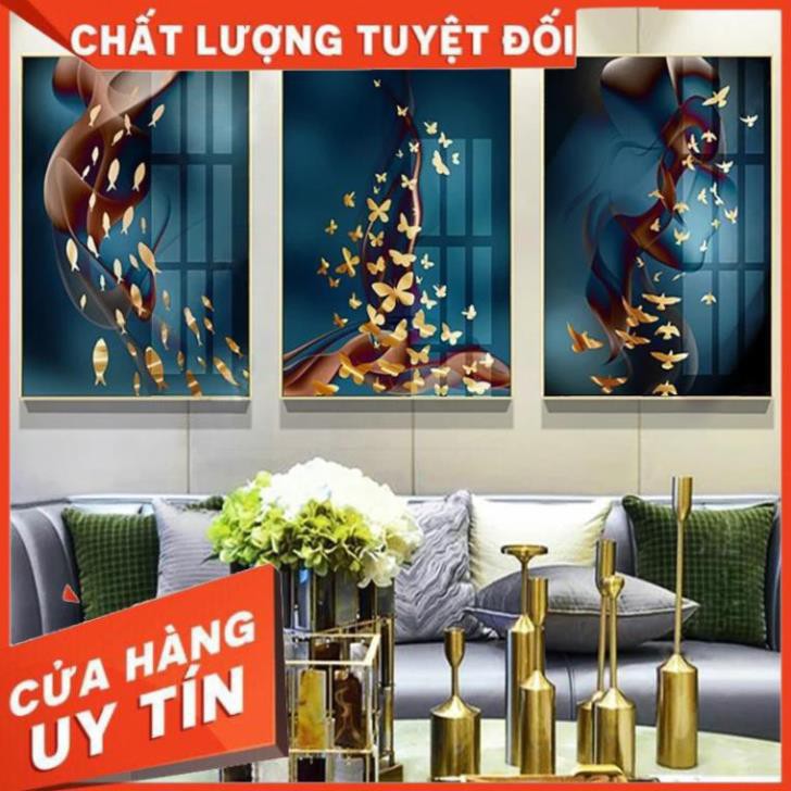 [GIÁ TẬN XƯỞNG] Tranh treo tường 3 tấm BÓNG 3D ( Tặng kèm đinh đa năng không cần khoan tường )