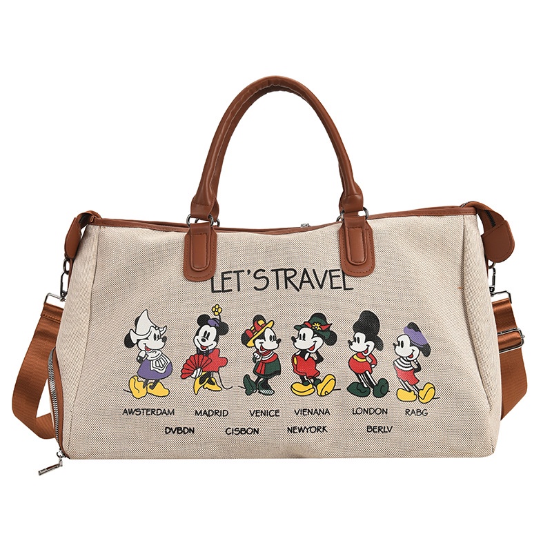Túi xách canvas cỡ lớn in hình chuột mickey dễ thương phong cách Hàn Quốc cho nữ