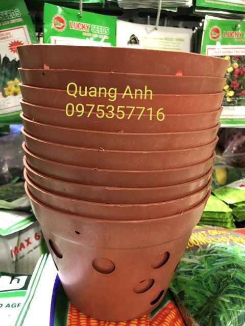 10 CHẬU NHỰA TRỒNG LAN GIẢ GỐM ĐẤT NUNG (145 x 100mm)