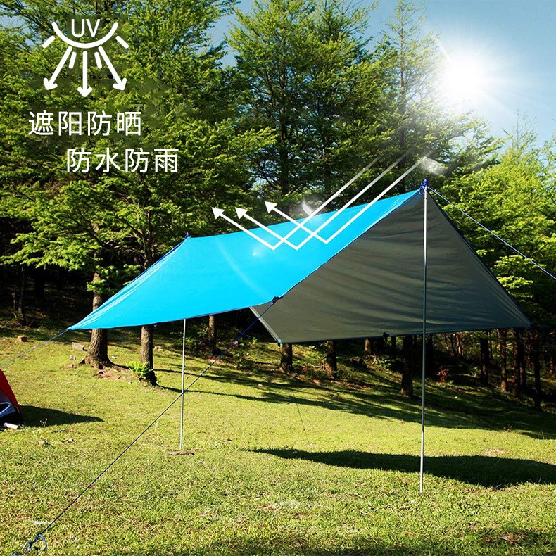 Tăng lều Camping tarp 3mx3m  tráng bạc chống UV dễ dàng tùy biến với 9 kiểu setup cực tiện cho chuyến đi dã ngoại