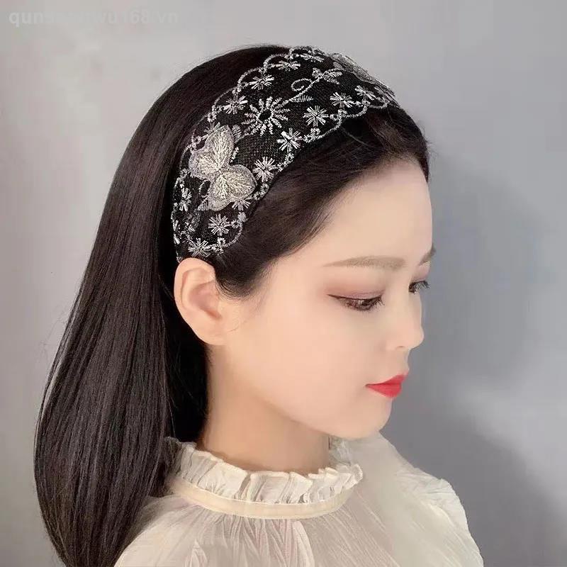 Kẹp Tóc Thắt Nơ Phối Ren Bản Rộng Phong Cách Hàn Quốc