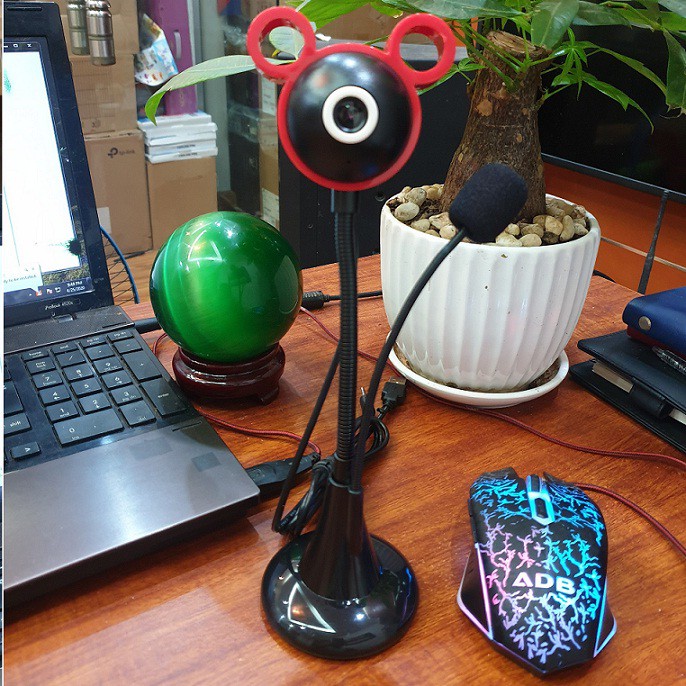 Webcam Cao Tai Thỏ Kèm Mic Màu Đỏ | BigBuy360 - bigbuy360.vn