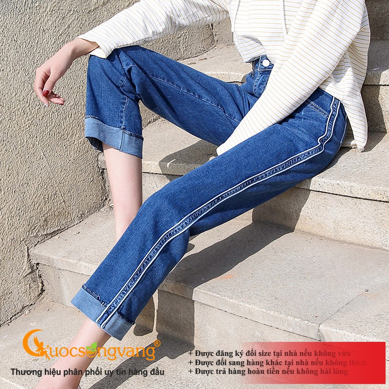 Quần nữ ống đứng quần jean nữ ống suông màu xanh đen GLQ067 Cuocsongvang