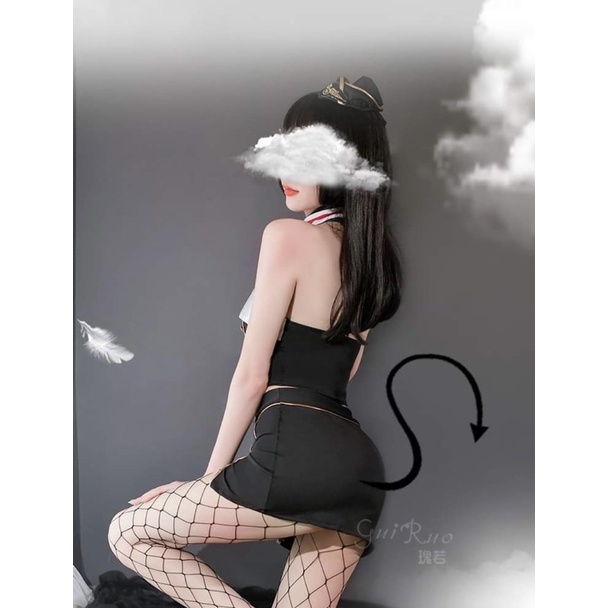 Set cosplay cô tiếp viên hàng không xinh đẹp[ Tặng kèm phụ kiện ]