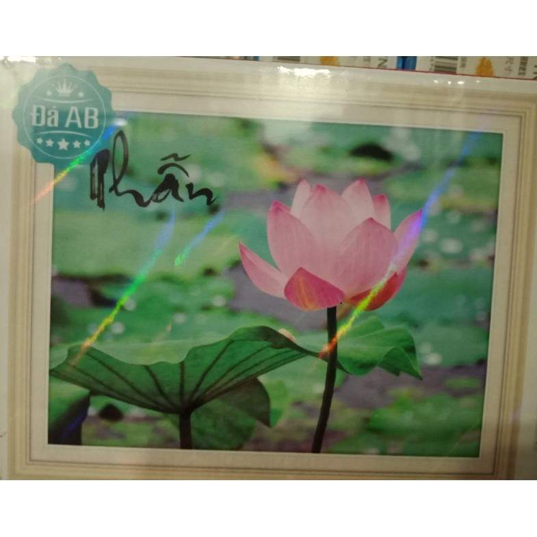 Tranh đính đá Chữ Nhẫn - Hoa Sen 88702
