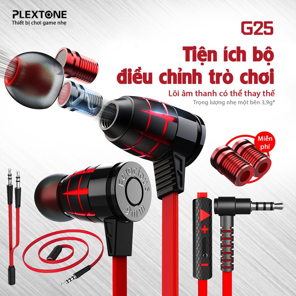 HÀNG CAO CẤP -  Tai nghe gaming nhét tai Plextone G25 bass sâu, âm thanh cực chất, hàng chính hãng, bảo hành 12 tháng.  